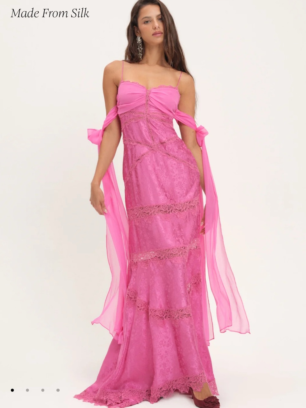 Silk Pink Lace-Trim Slip Dress